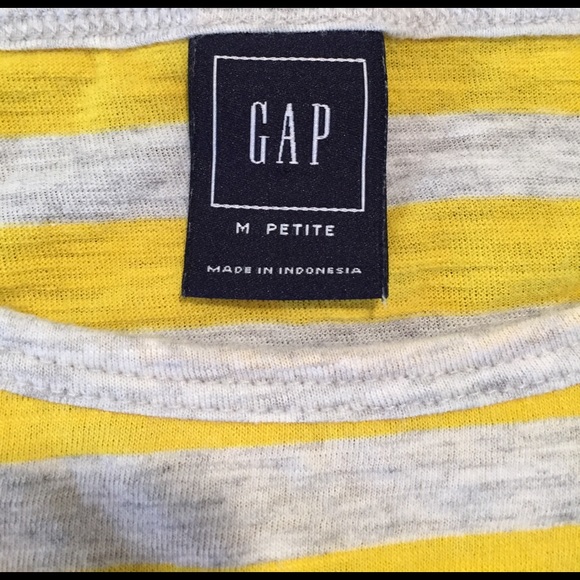 Gap Petite Yellow & White Striped Tee - Picture 3 of 4